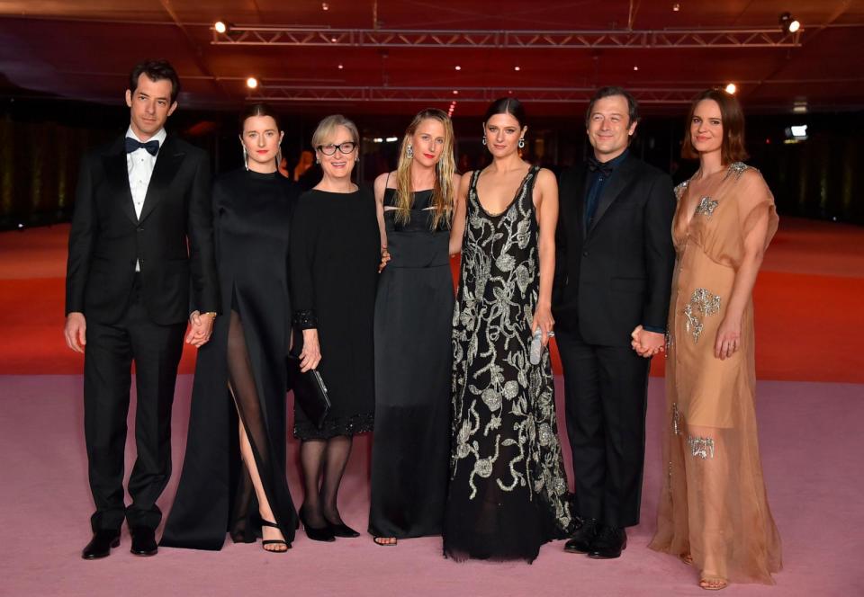 PHOTO: Mark Ronson, from left, Grace Gummer, Meryl Streep, Mamie Gummer, Louisa Jacobson, Henry Wolfe, and Tamryn Storm Hawker attend the third annual Academy Museum gala at the Academy Museum of Motion Pictures on Dec. 3, 2023 in Los Angeles. (Jordan Strauss/Invision/AP)