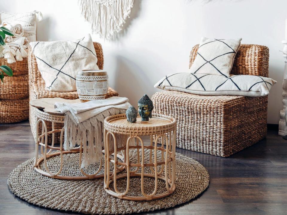 Rattan furniture.