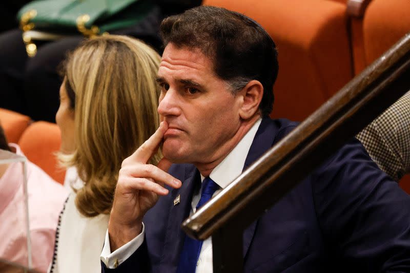 Former Israeli Ambassador to the U.S. Ron Dermer attends a special session of Israel's parliament, to approve and swear in a new right-wing government, in Jerusalem