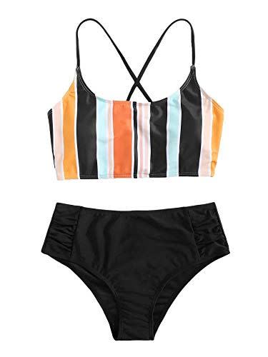 12) SweatyRocks Striped Criss Cross Bikini