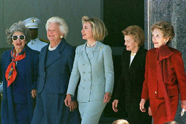 <p>Hillary Clinton, Lady Bird Johnson, Barbara Bush, Betty Ford, and Nancy Reagan</p> Hillary Clinton, Lady Bird Johnson, Barbara Bush, Betty Ford and Nancy Reagan