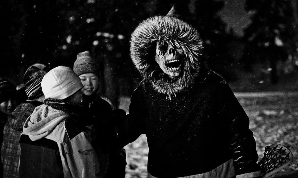 Every January 6th, families in Nain, Labrador, celebrate Nalujuk Night, when eerie figures in tattered fur clothing arrive to reward the good and punish the bad. As the terrifying spirits chase down locals, the only way to be freed is to shake hands, sing, or run. The short film is directed by Jennifer Williams.