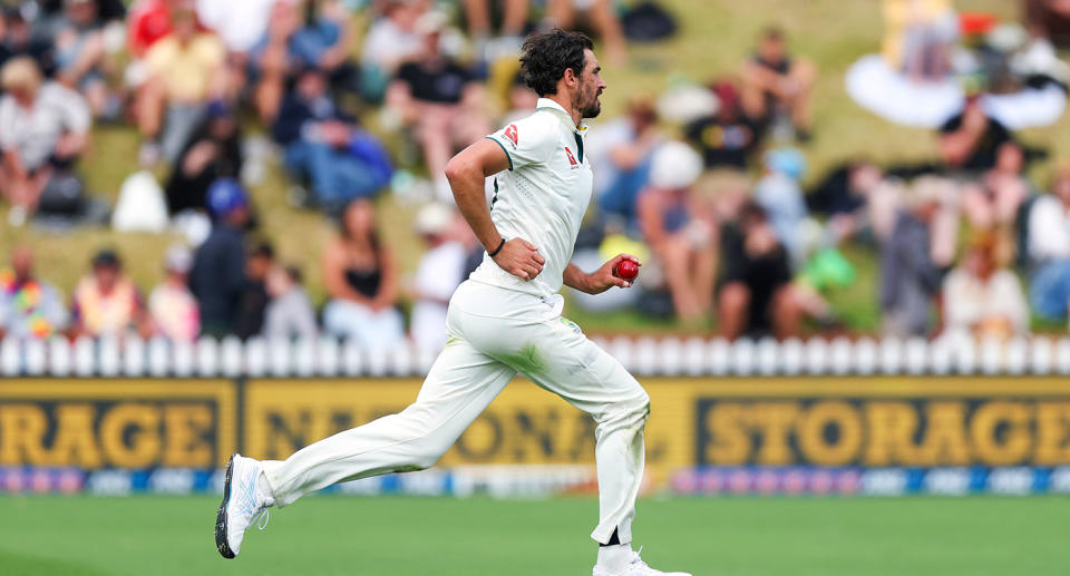 Seen here, Mitchell Starc bowling for Australia in the first Test against New Zealand in Wellington. 