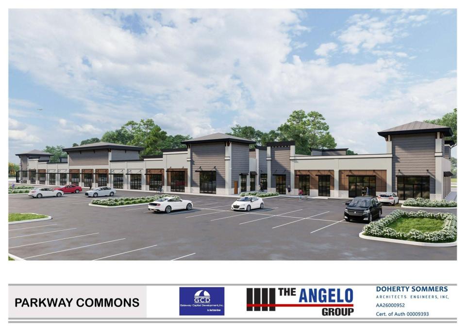 An artist&#39;s rendering of what the Parkway Commons shopping center near World Golf Village will look like when completed.