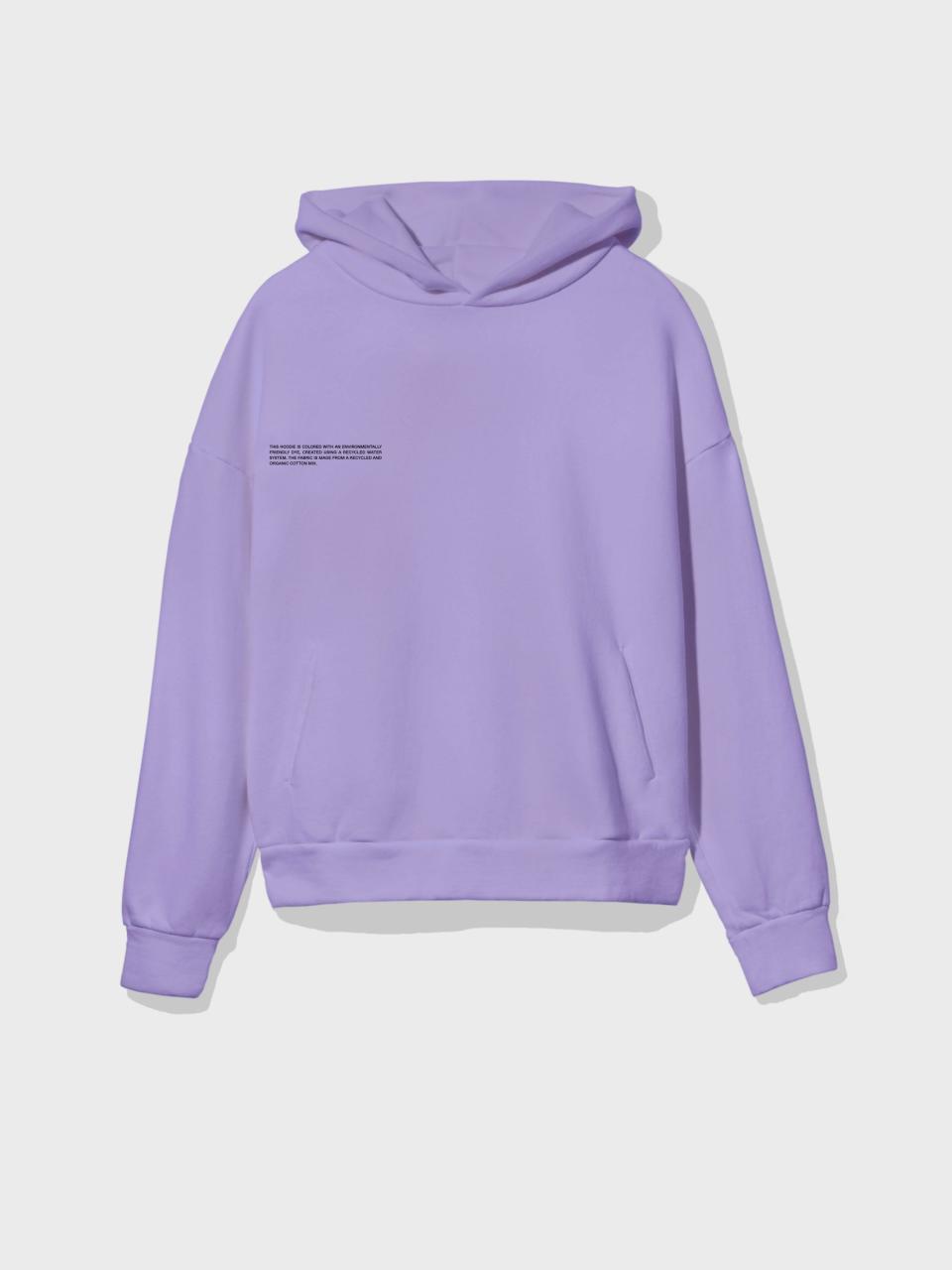 <p><strong>Pangaia</strong></p><p>thepangaia.com</p><p><strong>$150.00</strong></p><p><a href="https://thepangaia.com/collections/men-hoodies/products/lightweight-recycled-cotton-hoodie-orchid-purple" rel="nofollow noopener" target="_blank" data-ylk="slk:Shop Now;elm:context_link;itc:0;sec:content-canvas" class="link ">Shop Now</a></p><p>Pangaia is a materials science company on a mission to save the environment through their products. The lightweight hoodie’s text on the front reads, “This hoodie is colored with an environmentally friendly dye, created using a recycled water system. The fabric is made from a recycled and organic cotton mix.”<br></p>