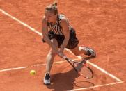 Simona Halep (ROU) in action during her match against Zarina Diyas (KAZ) on day four of the 2016 French Open. Susan Mullane-USA TODAY Sports