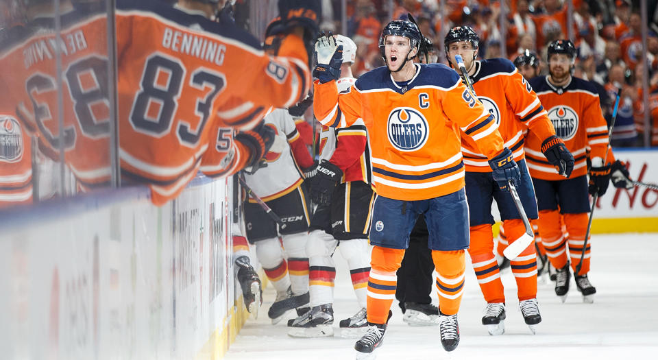 Edmonton Oilers star Connor McDavid put on a show on opening night in the NHL. (Getty)