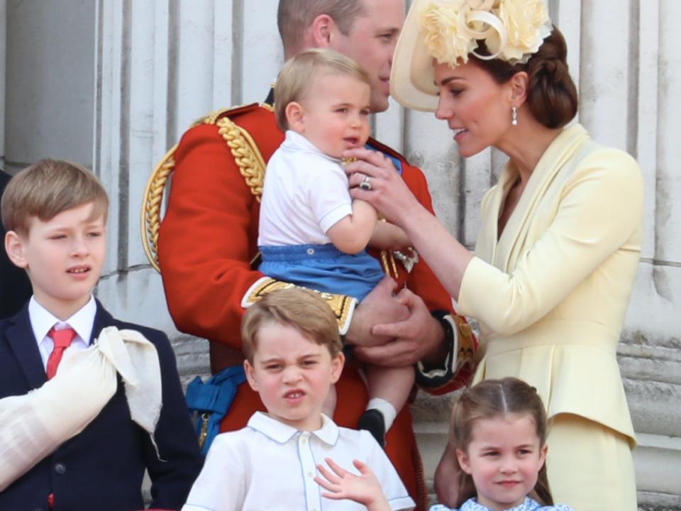 Kate Middleton touches Prince Louis' chin during the Trooping the Colour