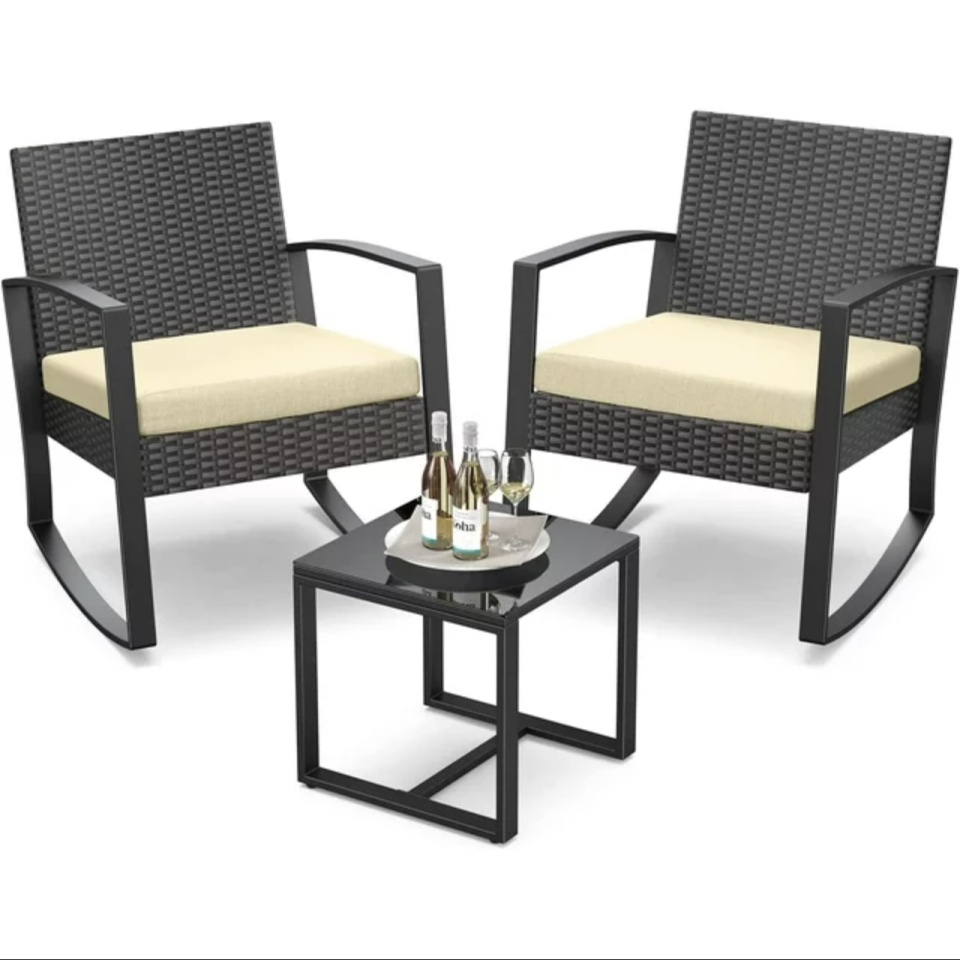 <p><a href="https://go.redirectingat.com?id=74968X1596630&url=https%3A%2F%2Fwww.walmart.com%2Fip%2F3-Piece-Patio-Bistro-Set-Outdoor-Furniture-Rocking-Chair-Set-with-Glass-Table-Beige-Cushion%2F767513008&sref=https%3A%2F%2Fwww.countryliving.com%2Fshopping%2Fa60333427%2Fwalmart-sale-outdoor-furniture-set%2F" rel="nofollow noopener" target="_blank" data-ylk="slk:Shop Now;elm:context_link;itc:0;sec:content-canvas" class="link ">Shop Now</a></p><p>Three-Piece Patio Set</p><p>walmart.com</p><p>$89.99</p>