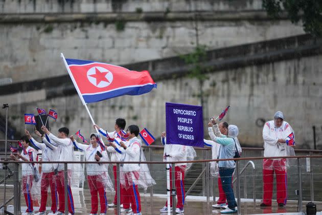 Athletes from North Korea during the Paris Olympics' opening ceremony.