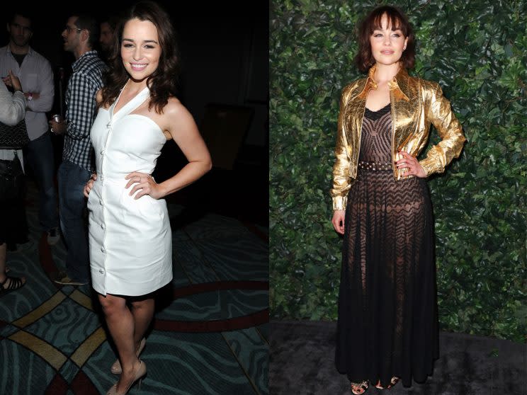 Emilia Clark in 2011 and 2017. (Photo: Getty Images)