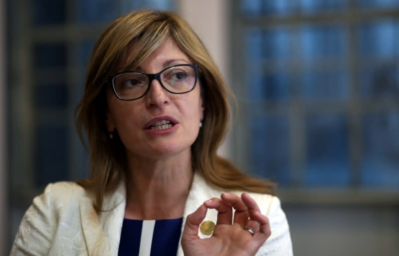 FILE PHOTO: Zaharieva, Bulgaria's Foreign Minister and President of the EU Council of Ministers, speaks during an interview with Reuters at the G20 Meeting of Foreign Affairs Ministers in Buenos Aires