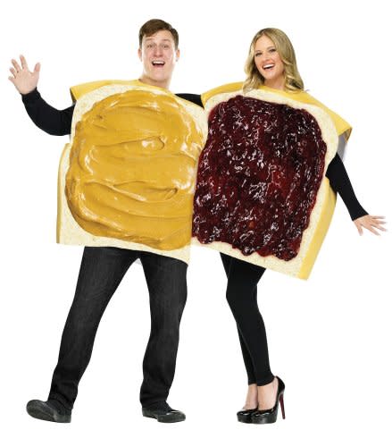 <p><a href="https://go.redirectingat.com?id=74968X1596630&url=https%3A%2F%2Fwww.walmart.com%2Fip%2FPeanut-Butter-and-Jelly-Adult-Couple-Halloween-Costume%2F26982399&sref=https%3A%2F%2Fwww.thepioneerwoman.com%2Fholidays-celebrations%2Fg32917555%2Fbest-friend-halloween-costumes%2F" rel="nofollow noopener" target="_blank" data-ylk="slk:Shop Now;elm:context_link;itc:0;sec:content-canvas" class="link ">Shop Now</a></p><p>Peanut Butter And Jelly Costume</p><p>walmart.com</p><span class="copyright">Amazon</span>