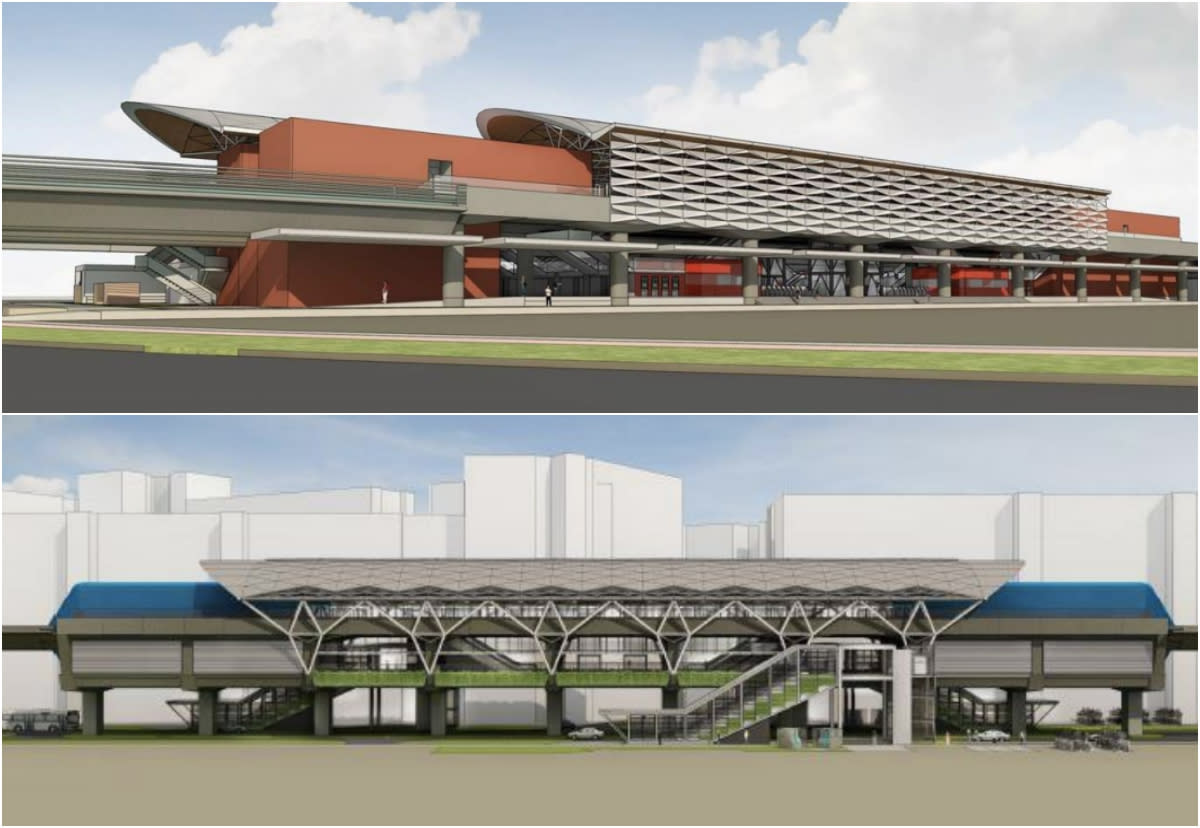 Artist impression of JRL Choa Chu Kang (top) and Choa Chu Kang West stations. (PHOTOS: LTA)