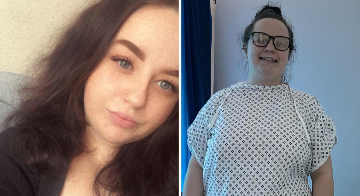 Sarah White had always suffered from heavy periods but was diagnosed with a rare cancerous tumour after passing a hand sized blood clot. (Sarah White/SWNS)