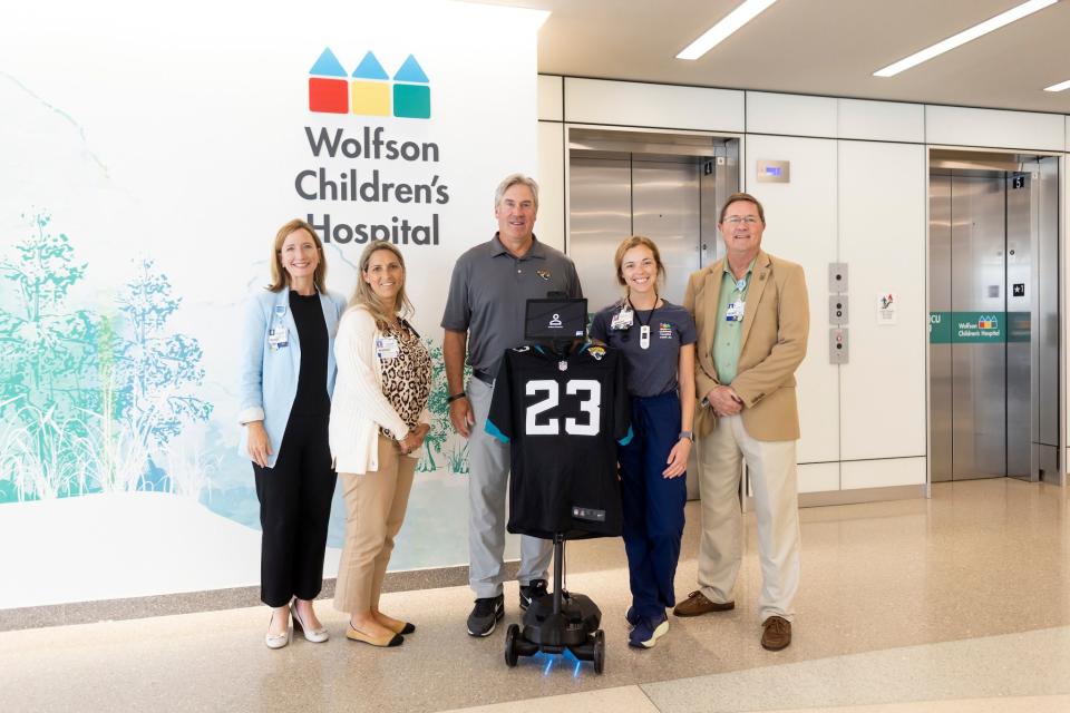 Jacksonville Jaguars head coach Doug Pederson visits Wolfson Children’s Hospital on May 24, 2023 in Jacksonville, FL.