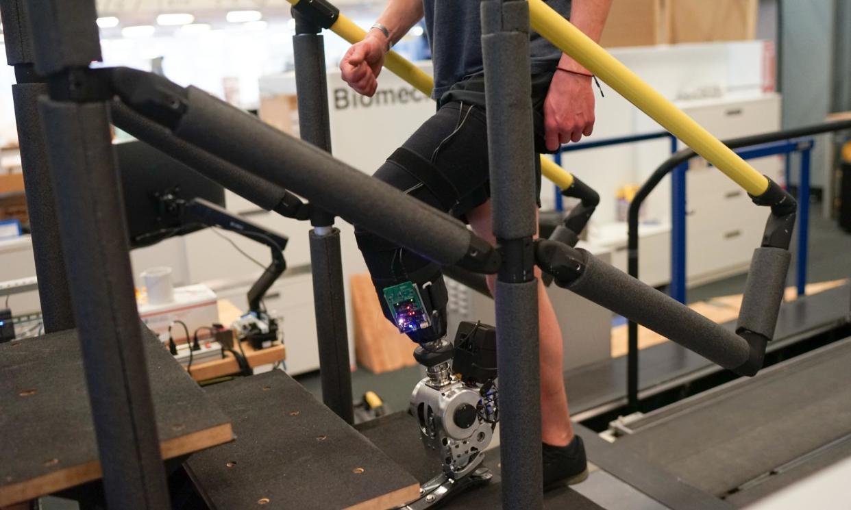 <span>Patients reported less pain and less muscle atrophy following the pioneering surgery required for control of the bionic leg.</span><span>Photograph: Herr Nature Medicine</span>