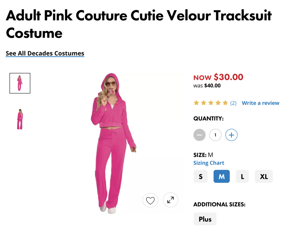 "Adult Pink Couture Cutie Velour Tracksuit Costume"