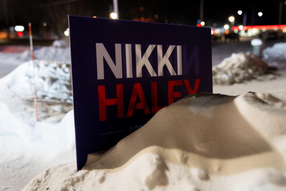 Former U.N. Ambassador Nikki Haley hosts a campaign event ahead of the Iowa Caucus on Saturday, Jan. 13, 2024, at Thunder Bay Grille in Davenport, IA.