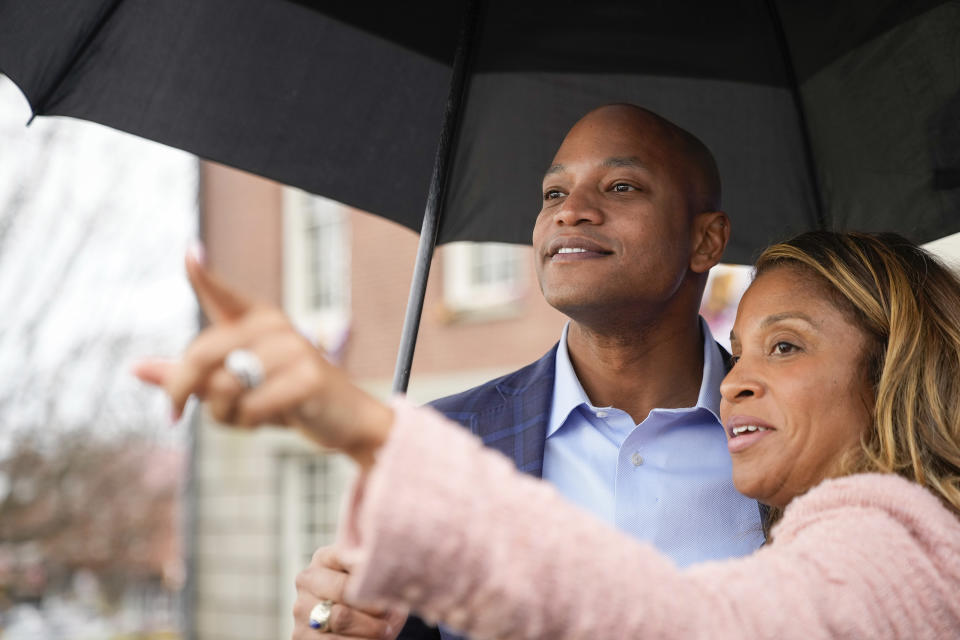 Maryland Governor-Elect Wes Moore, and his wife Dawn, tour the capitol grounds in preparation for tomorrow's inauguration in Annapolis, Md., Tuesday, Jan. 17, 2023. (AP Photo/Bryan Woolston)