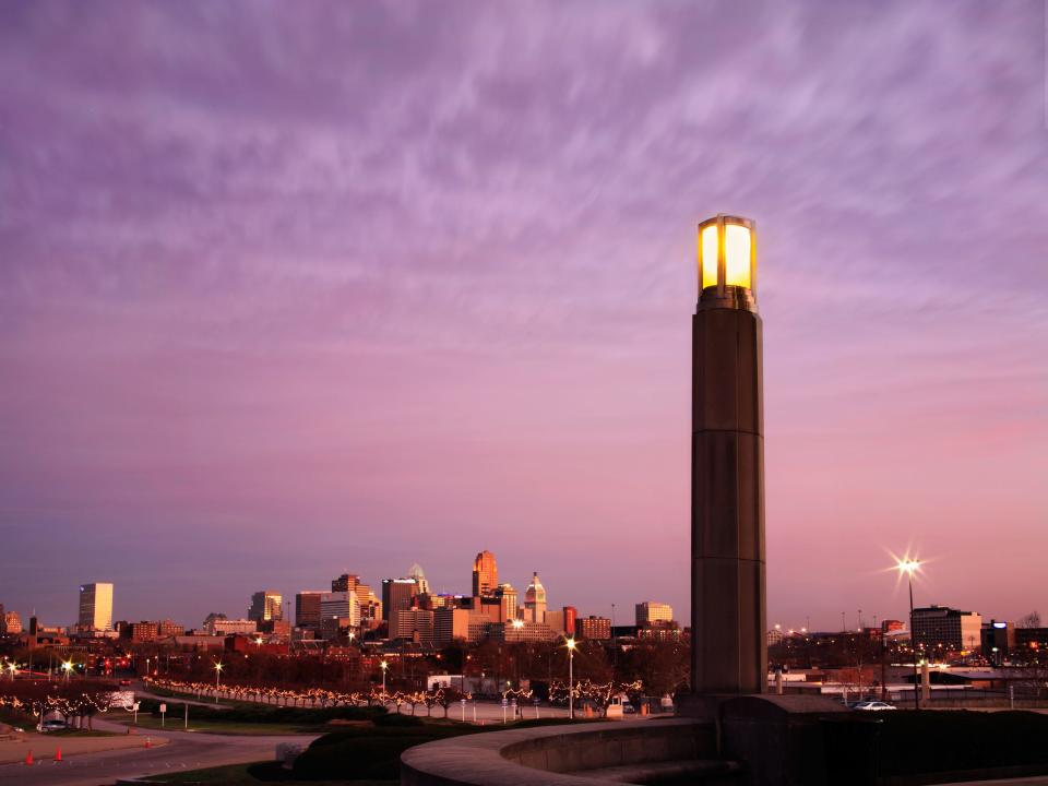 The Downtown Cincinnati Skyline Taken From The Parking Lot At The Museum Center