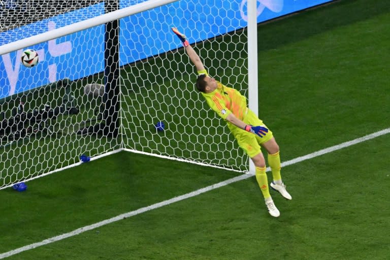 Germany goalkeeper <a class="link " href="https://sports.yahoo.com/soccer/players/375310/" data-i13n="sec:content-canvas;subsec:anchor_text;elm:context_link" data-ylk="slk:Manuel Neuer;sec:content-canvas;subsec:anchor_text;elm:context_link;itc:0">Manuel Neuer</a> has been under fire for a series of mistakes in the lead-up to Euro 2024 on home soil (THOMAS KIENZLE)