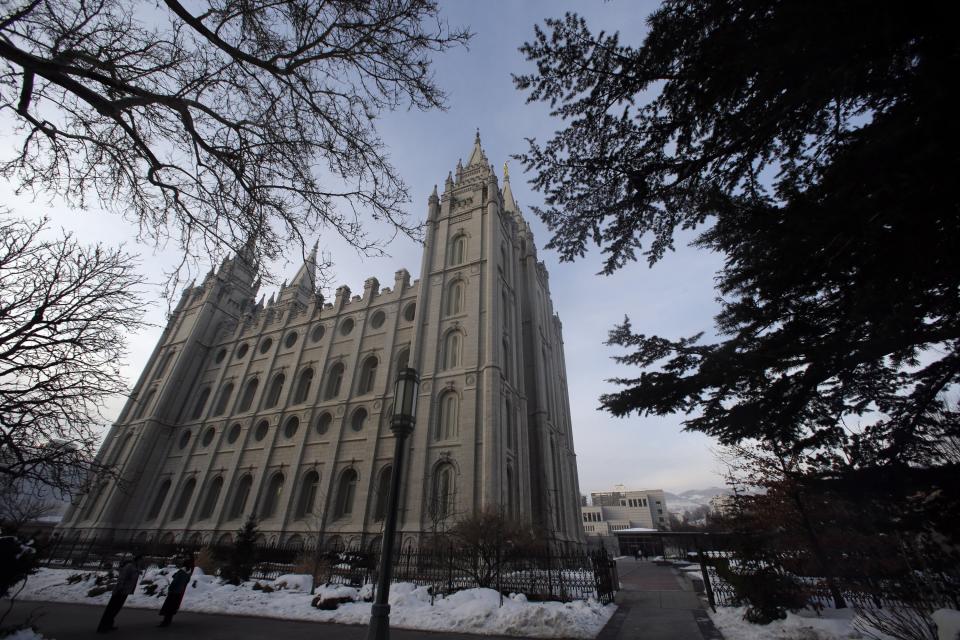 The Salt lake Temple is shown Wednesday, Jan. 9, 2013, in Salt Lake City. Utahs most-visited landmark, the granite-towered Temple Square invokes the mystery of Mormonism. The 35-acre square is the worldwide headquarters of The Church of Jesus Christ of Latter-day Saints, and features the churchs sacred temple, one of the worlds largest genealogy libraries and spectacular gardens. The square is open every day of the year from 9 a.m. - 9 p.m., and free tours are available in 30 different languages. (AP Photo/Rick Bowmer)