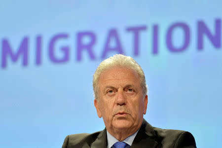 EU Migration Commissioner Dimitris Avramopoulos holds a news conference in Brussels, Belgium July 26, 2017. REUTERS/Eric Vidal