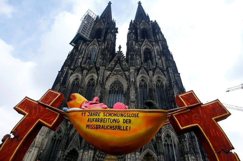 FILE PHOTO: Protest against sexual abuse in front of Cologne Cathedral