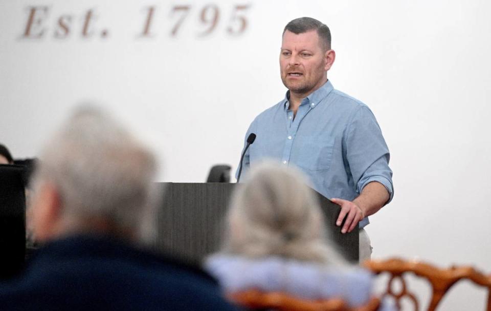 CATA’s Derek Sherman introduces the new Bellefonte/Benner B-line service to community members at the Bellefonte Borough Building on Wednesday, April 24, 2024.