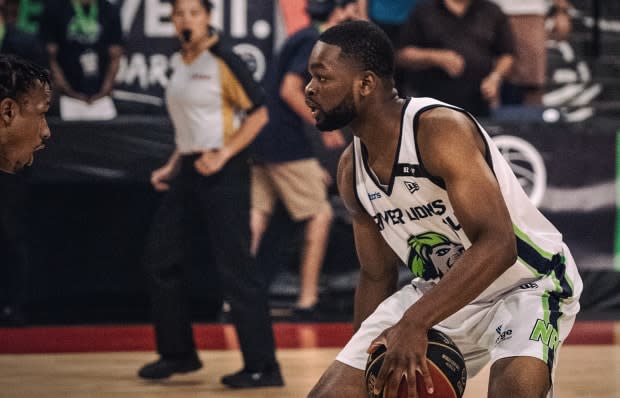 The Niagara River Lions led the entire way en route to claiming a 86-74 victory over the winless Saskatchewan Rattlers on Tuesday night at the Meridian Centre in St. Catharines, Ont. (@RiverLions/Twitter - image credit)