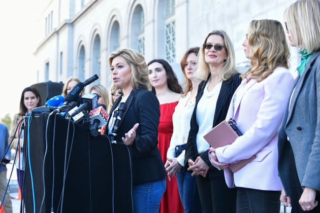 Lauren Sivan speaks following the Weinstein guilty verdict on Feb. 25, 2020 in Los Angeles, California. - Credit: Rodin Eckenroth/Getty Images