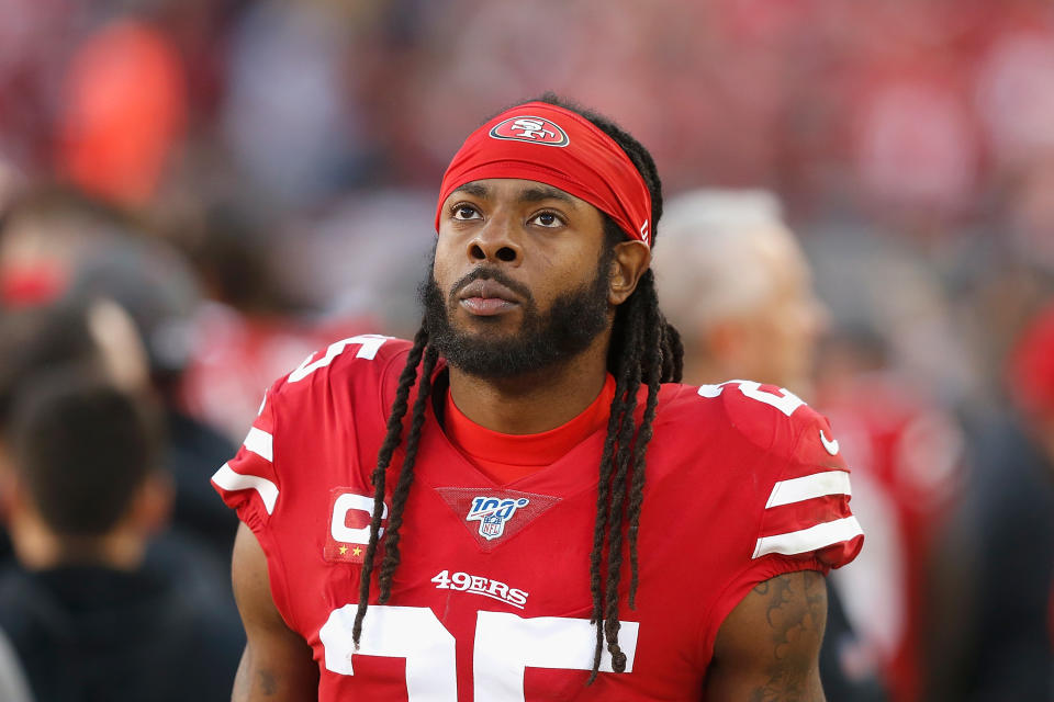 Richard Sherman said that Tim Ryan could have chosen better words, but made a "great point" about the challenge of defending Lamar Jackson. (Lachlan Cunningham/Getty Images)