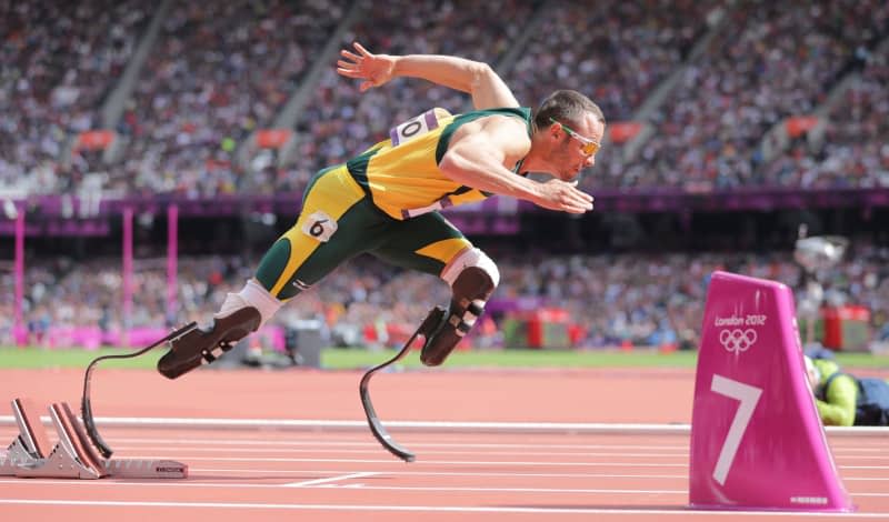 Then South African former professional sprinter Oscar Pistorius starts in the first round of the men's 400 meter run at the 2012 Olympic Games. Michael Kappeler/dpa