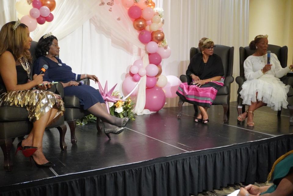 Open Door Ministries hosted its inaugural Gathering of the Queens Brunch Saturday at the Best Western Gateway Grand Hotel in northwest Gainesville. Pictured from left are Nona Jones, Margaret Jones, Gwendolyn Anderson and Carrie Johnson Parker-Warren.