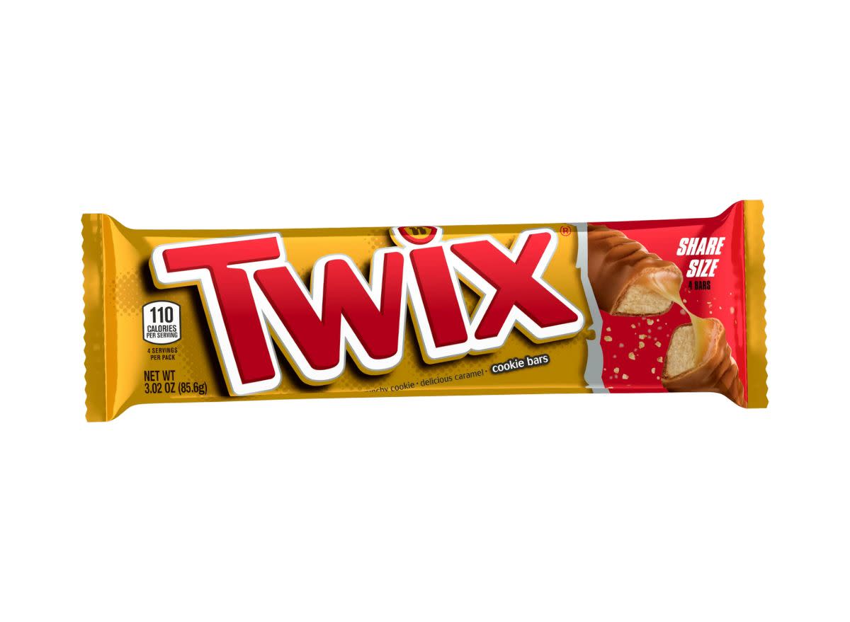 twix bar on a white background