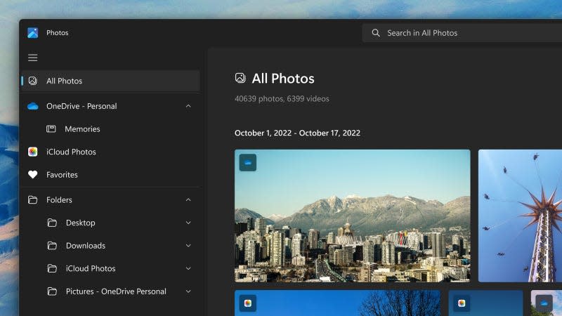 A screenshot of iCloud photos on Windows