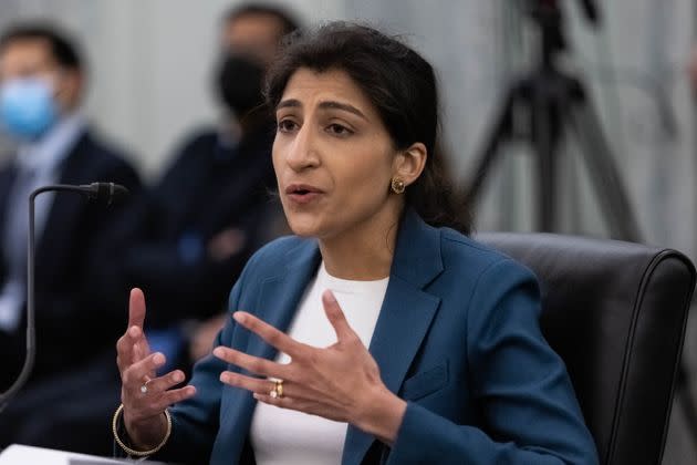 WASHINGTON, DC - APRIL 21: FTC Commissioner nominee Lina M. Khan testifies during a Senate Commerce, Science, and Transportation Committee nomination hearing on April 21, 2021 in Washington, DC. Nelson was a senator representing Florida from 2001-2019. (Photo by Graeme Jennings-Pool/Getty Images) (Photo: Pool via Getty Images)