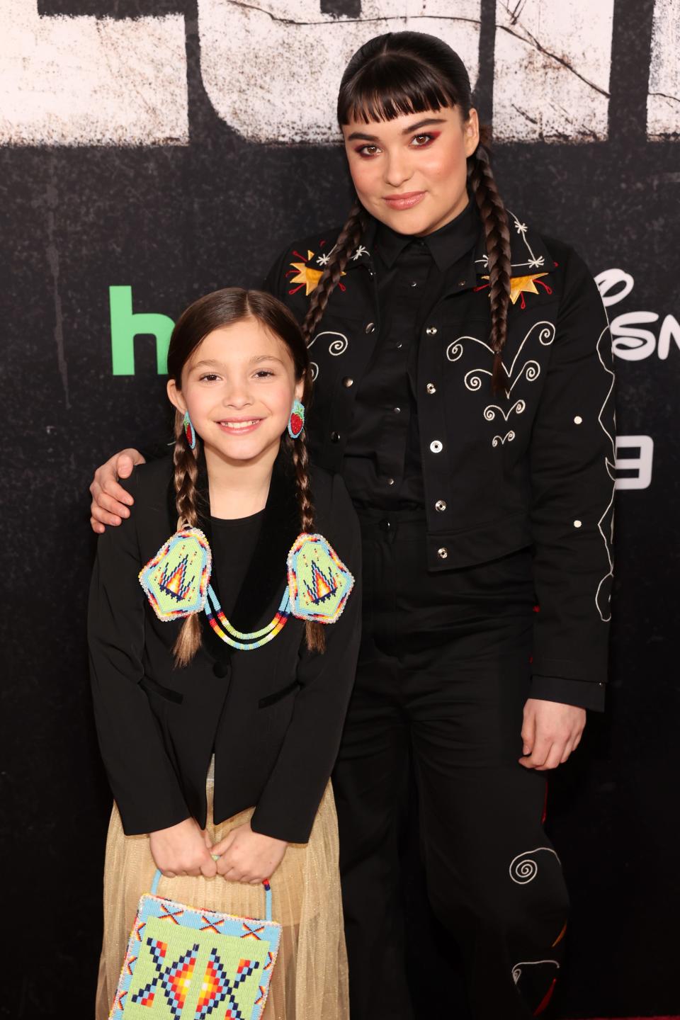 Wren Gotts and Devery Jacobs, who play young Bonnie and Bonnie as an adult, at the "Echo" launch event Jan. 8 in Los Angeles.