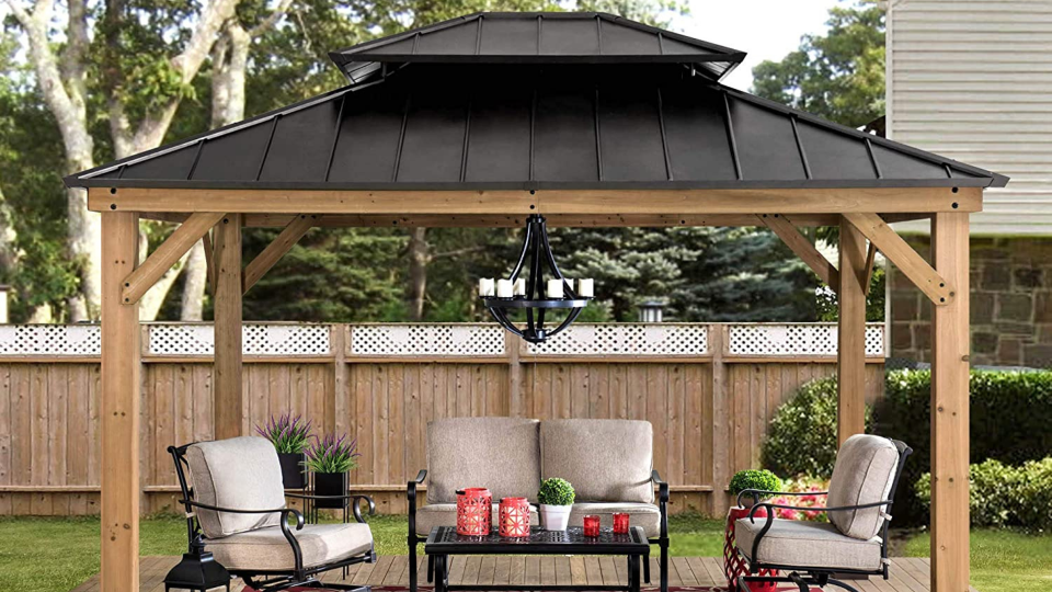 Pergolas for sale on Amazon: Sunjoy Bridgeport Cedar Gazebo.