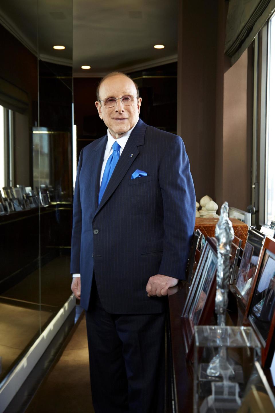 This Feb. 18, 2013 photo shows Sony Music Entertainment's Chief Creative Officer and famous hitmaker Clive Davis posing for a portrait in New York. Davis' autobiography, “The Soundtrack of My Life” . The 551-page book features behind-the-scene stories of Davis' work with top acts from Bruce Springsteen to Aretha Franklin to Whitney Houston. (Photo by Dan Hallman/Invision/AP)