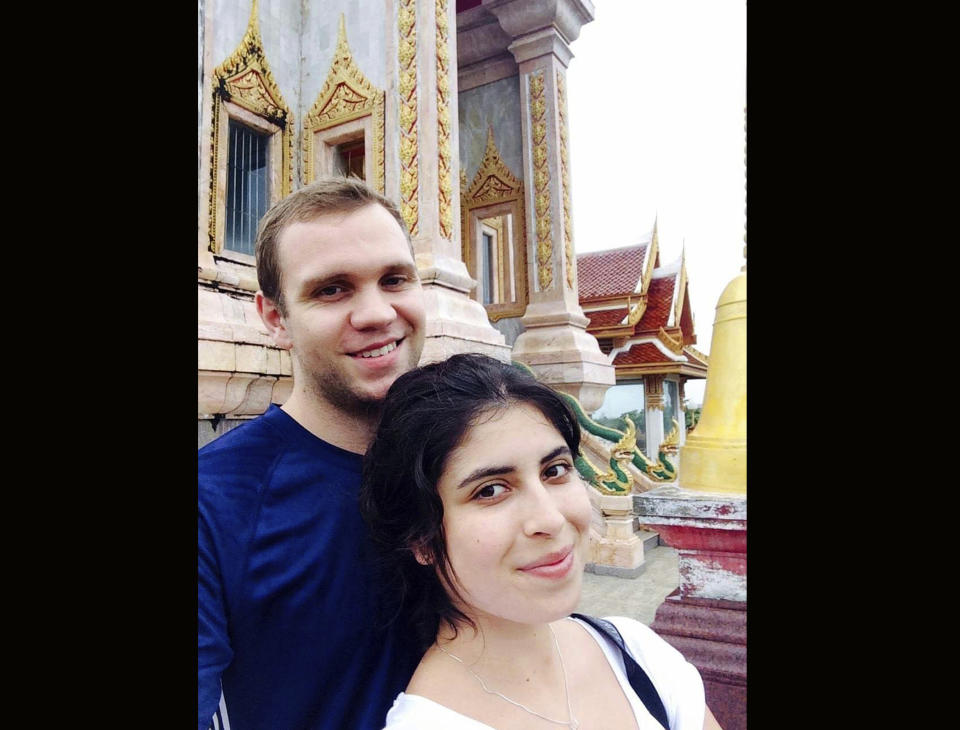 <em>Life sentence – Matthew Hedges, pictured here with Daniela Tejada, has been jailed for life in the UAE (Picture: AP/Daniela Tejada)</em>