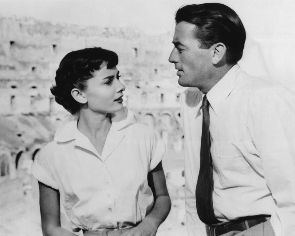 Audrey Hepburn and Gregory Peck in Roman Holiday. (Getty Images)