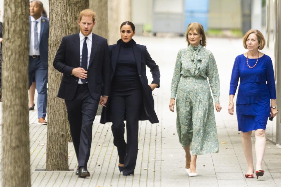 <p>Meghan and Harry walked the grounds of the memorial. </p>