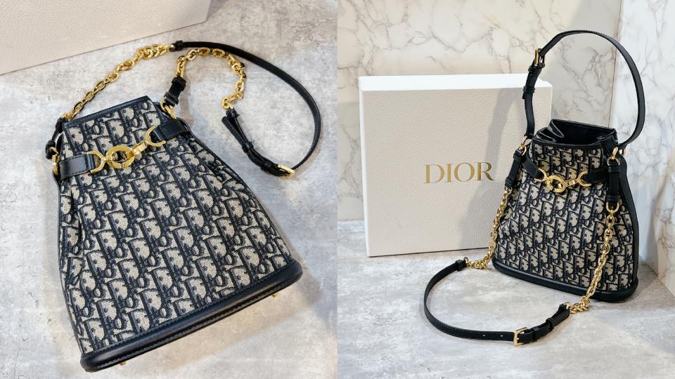 精品老花包：DIOR中款C'EST DIOR 水桶包，NT$ 120,000！圖片來源：編輯拍攝