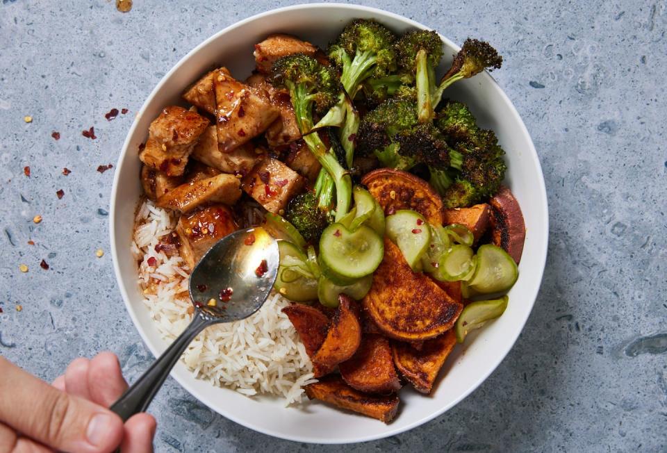 hot honey chicken bowls