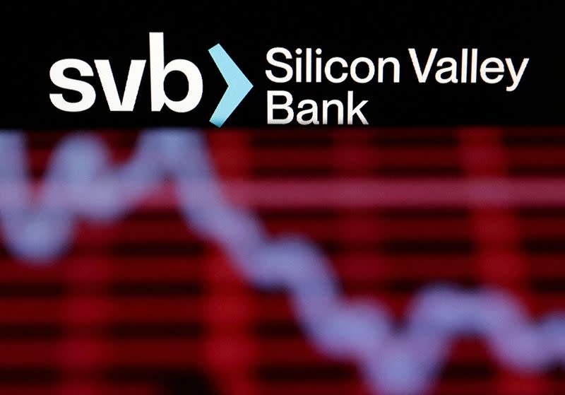 FILE PHOTO: Illustration shows SVB (Silicon Valley Bank) logo