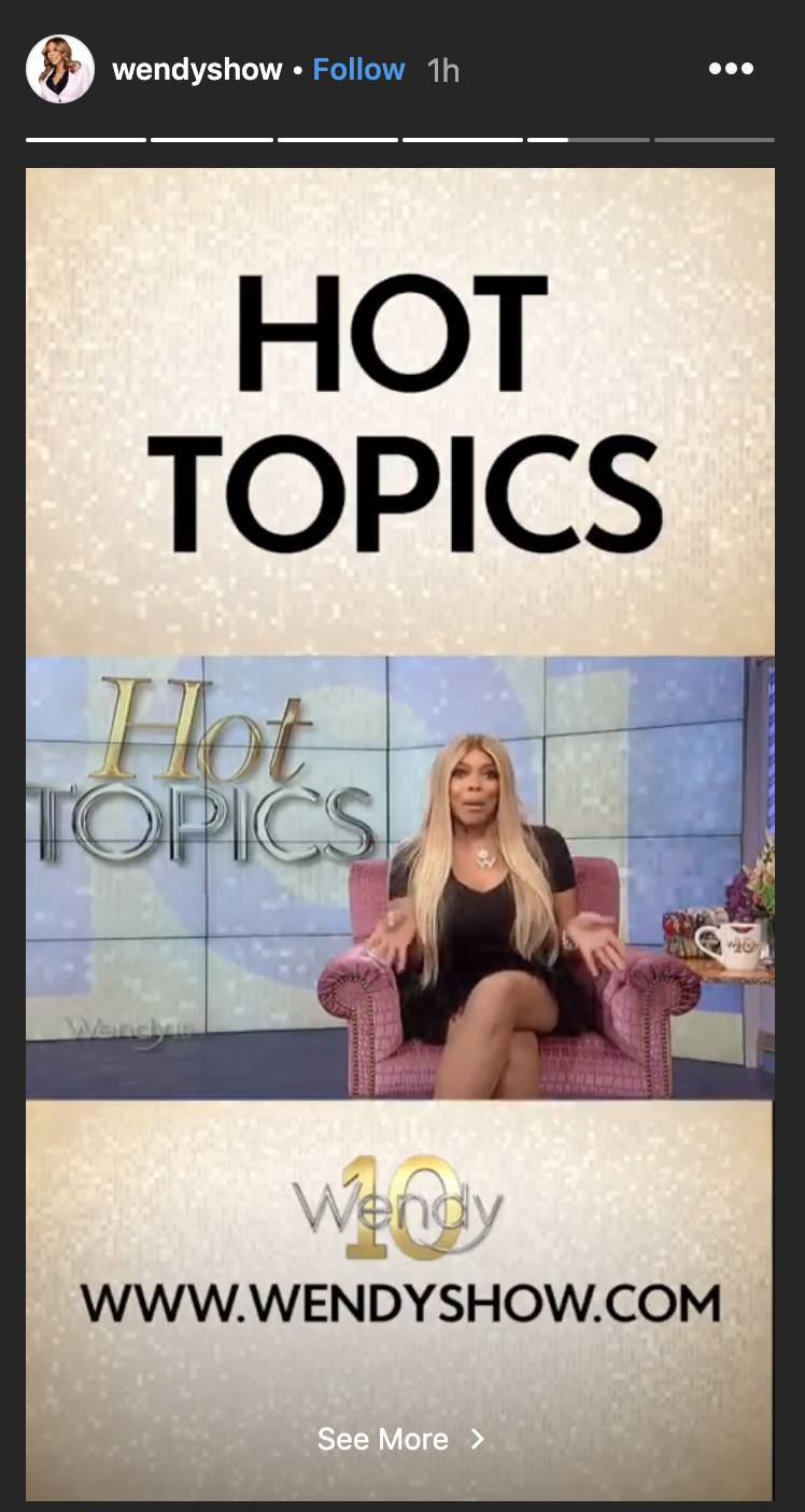 Host Wendy Williams discusses her love life on "The Wendy Williams Show." (Photo: Wendy Williams via Instagram) 