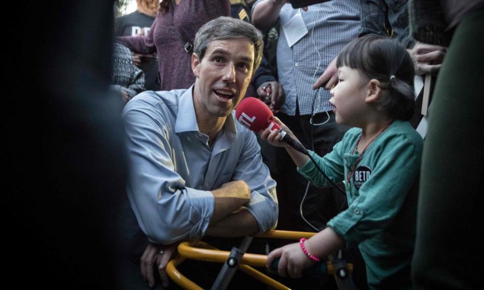 Beto O’Rourke interviewed by a young supporter.