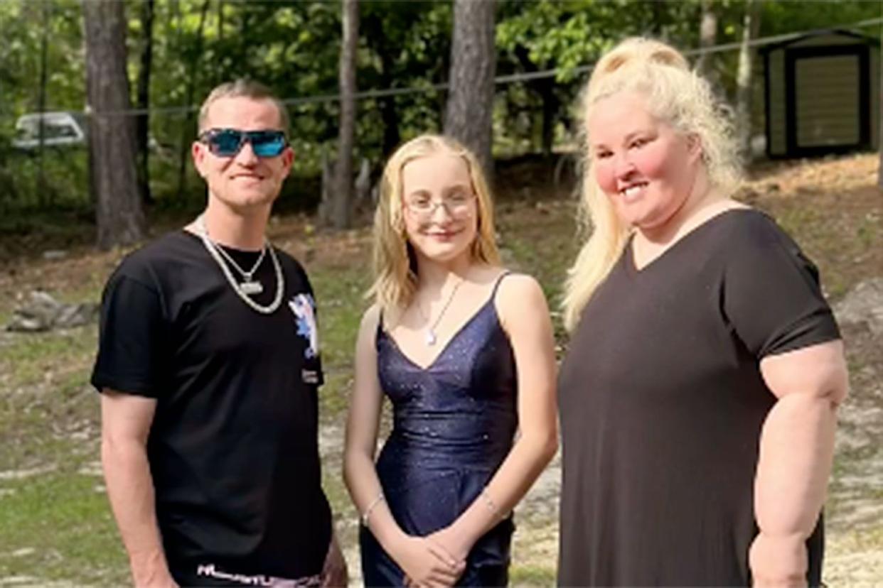 <p>mama june/instagram</p> Mama June Shannon and her husband Justin Stroud help her granddaughter Kaitlyn get ready for a dance 